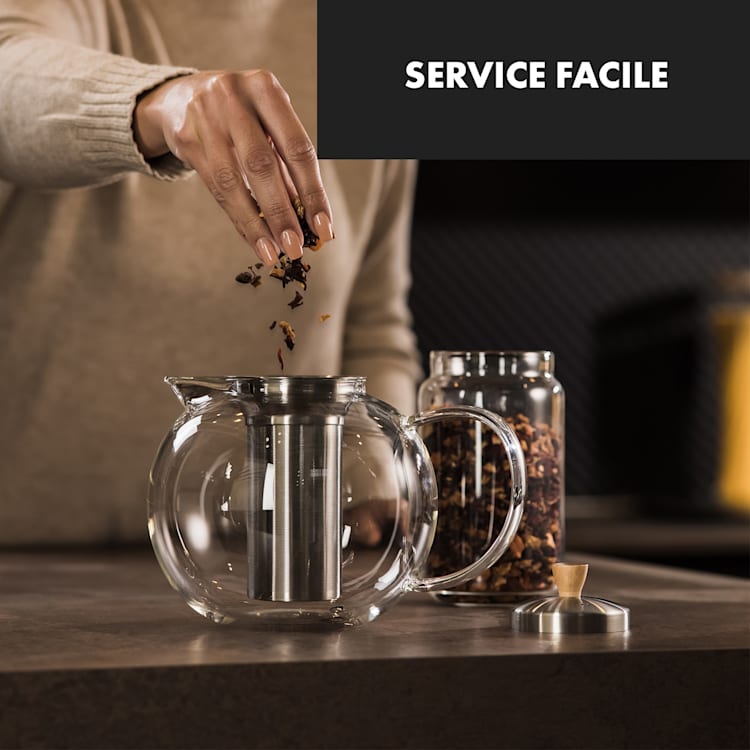 Théière Sencha 1,8 l avec filtre en inox et couvercle en verre borosilicaté 1,8 Ltr
