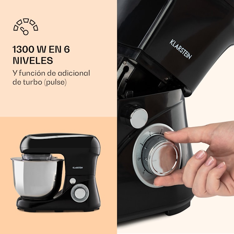 Procesador de alimentos Bella Pico 2G 1300W 1,7HP 6 Pasos 5 Litros Negro