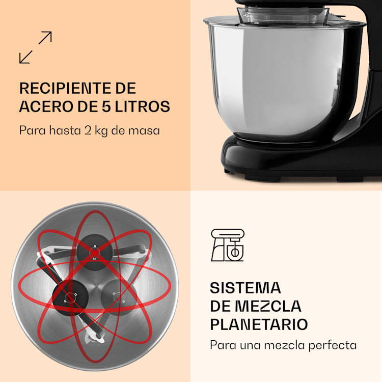 Procesador de alimentos Bella Pico 2G 1300W 1,7HP 6 Pasos 5 Litros Negro