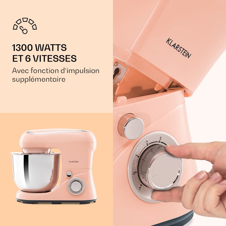 Bella Pico 2G keukenmachine 1300W 1,7PS 6 standen 5 liter Koraal