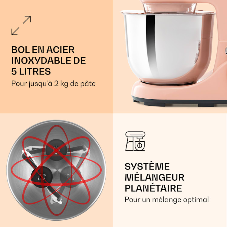 Bella Pico 2G keukenmachine 1300W 1,7PS 6 standen 5 liter Koraal