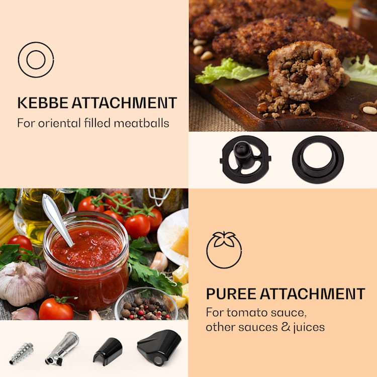 Mighty Mince 500, mașină electrică de tocat carne, 1361 W, 3 discuri perforate din oțel Negru