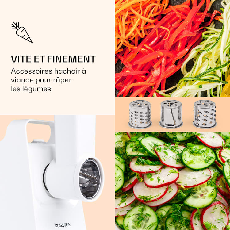 Mighty Mince rasp-opzet kop met stamper 4 raspen kunststof aluminium