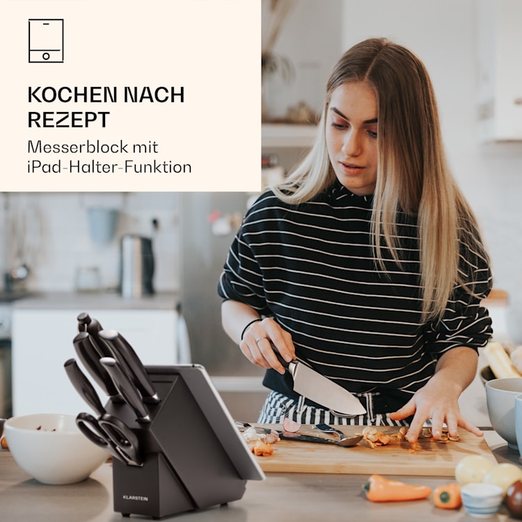Katsu 8tlg. Messer-Set 5 Messer 1 Wetzstahl 1 Allzweckschere iPad-Halterung