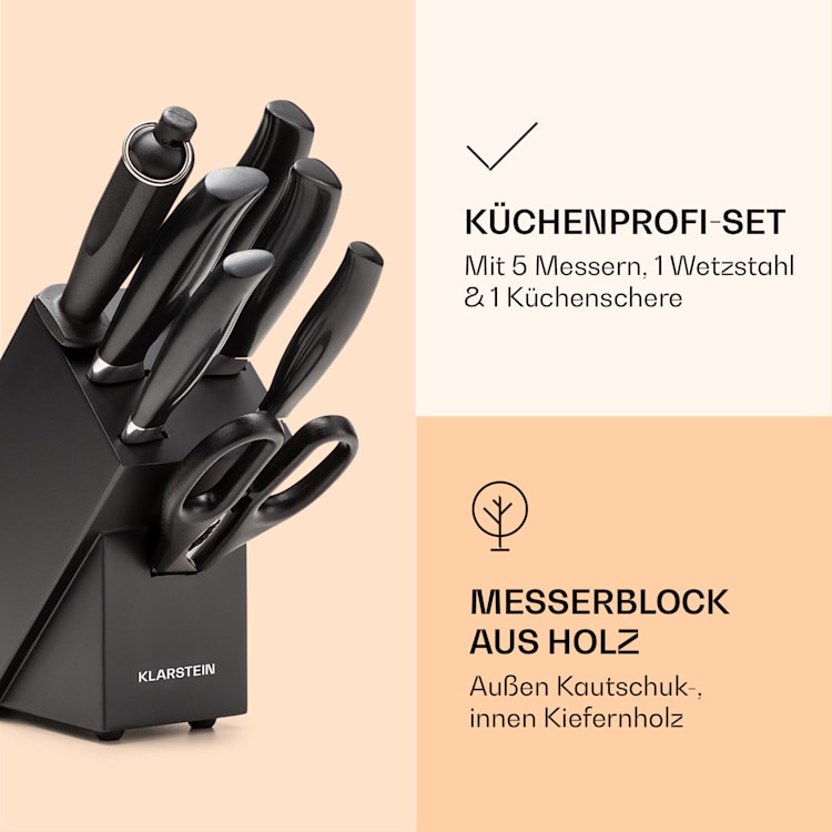 Katsu 8tlg. Messer-Set 5 Messer 1 Wetzstahl 1 Allzweckschere iPad-Halterung