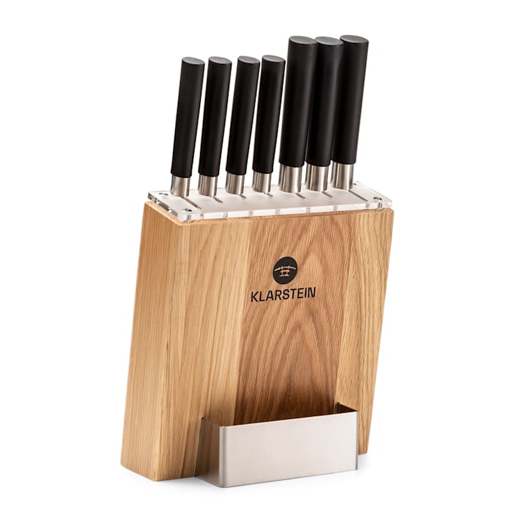 Kitano 8 delar Knivset med knivblock 7 knivar stål ädel knivblock i trä Ek