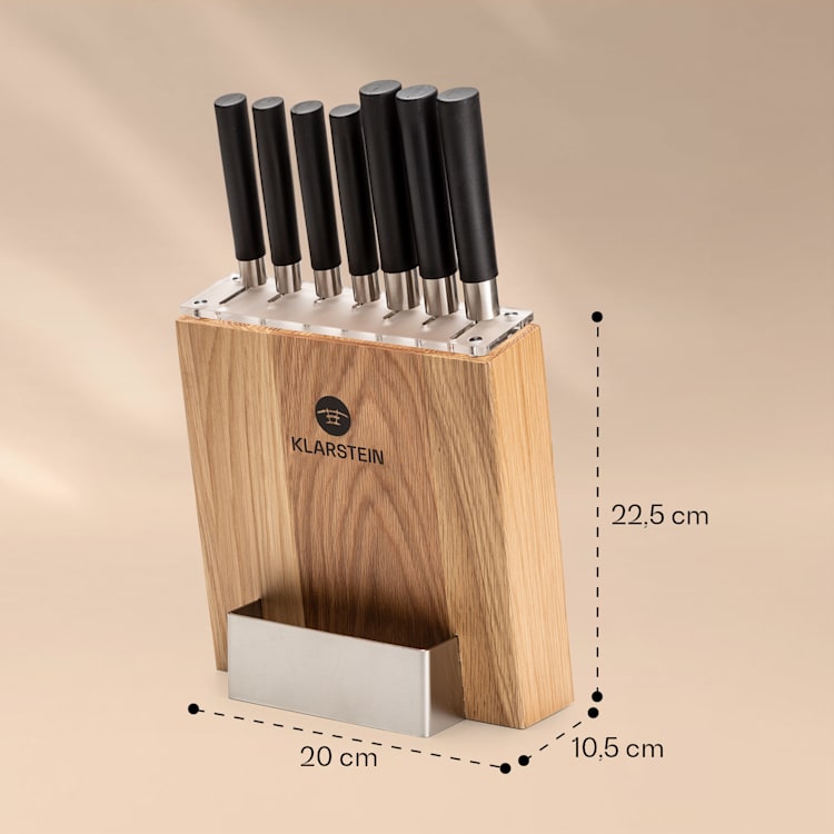 Kitano 8 delar Knivset med knivblock 7 knivar stål ädel knivblock i trä Ek