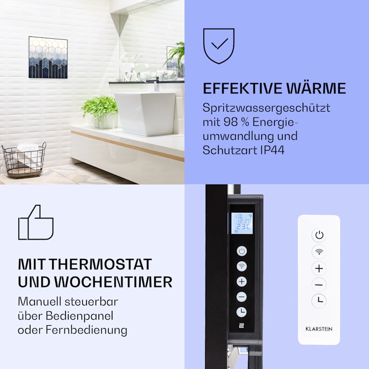 Wonderwall Air Art Smart Infrarotheizung Blaue Linie 60x60cm 350W schwarzer Rahmen 60 x 60 cm | Blaue Linie, schwarzer Rahmen