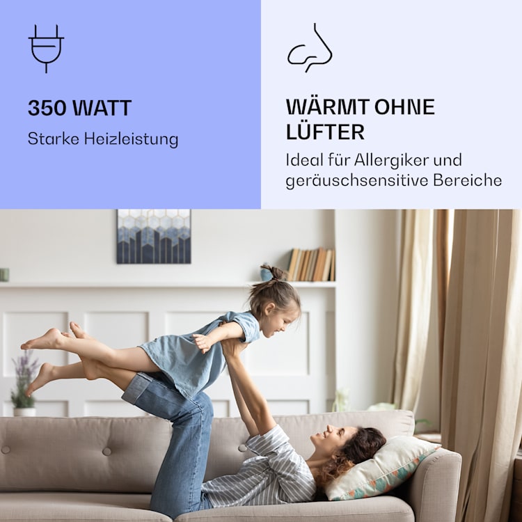 Wonderwall Air Art Smart Infrarotheizung Blaue Linie 60x60cm 350W schwarzer Rahmen 60 x 60 cm | Blaue Linie, schwarzer Rahmen