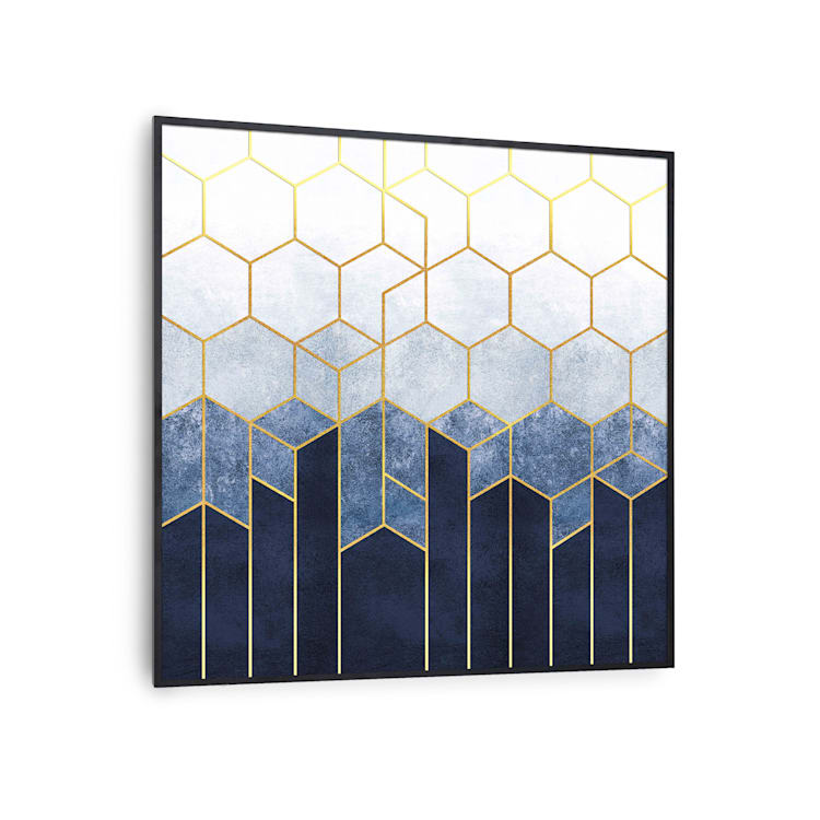 Wonderwall Air Art Smart Infrarotheizung Blaue Linie 60x60cm 350W schwarzer Rahmen 60 x 60 cm | Blaue Linie, schwarzer Rahmen