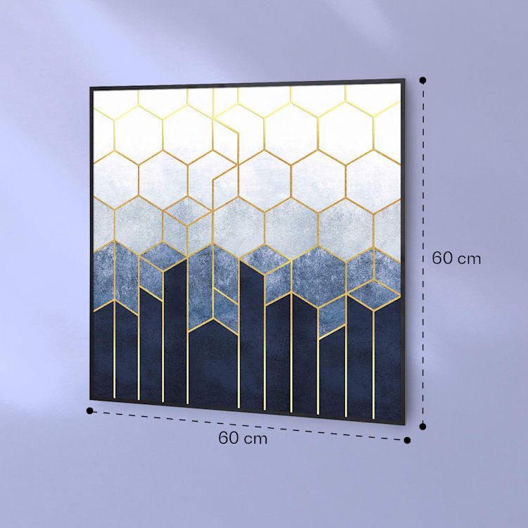 Wonderwall Air Art Smart Infrarotheizung Blaue Linie 60x60cm 350W schwarzer Rahmen 60 x 60 cm | Blaue Linie, schwarzer Rahmen