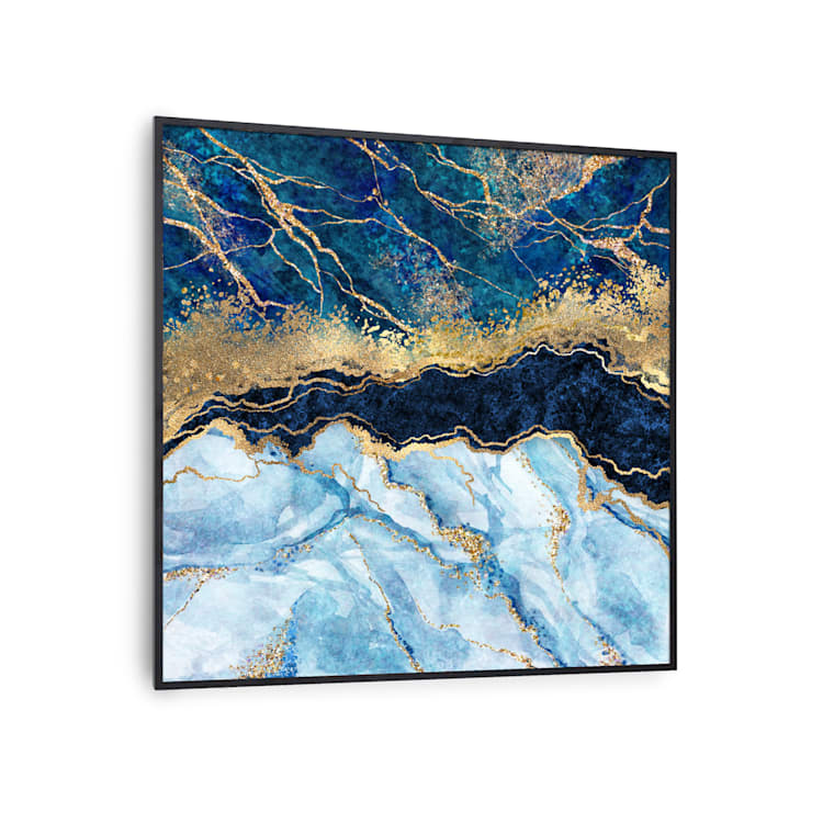 Wonderwall Air Art Smart Infrarotheizung Blauer Marmor 60x60cm 350W schwarzer Rahmen 60 x 60 cm | Blauer Marmor, schwarzer Rahmen