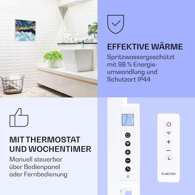 Wonderwall Air Art Smart Infrarotheizung Blauer Marmor 60x60cm 350W weißer Rahmen 60 x 60 cm | Blauer Marmor, weißer Rahmen