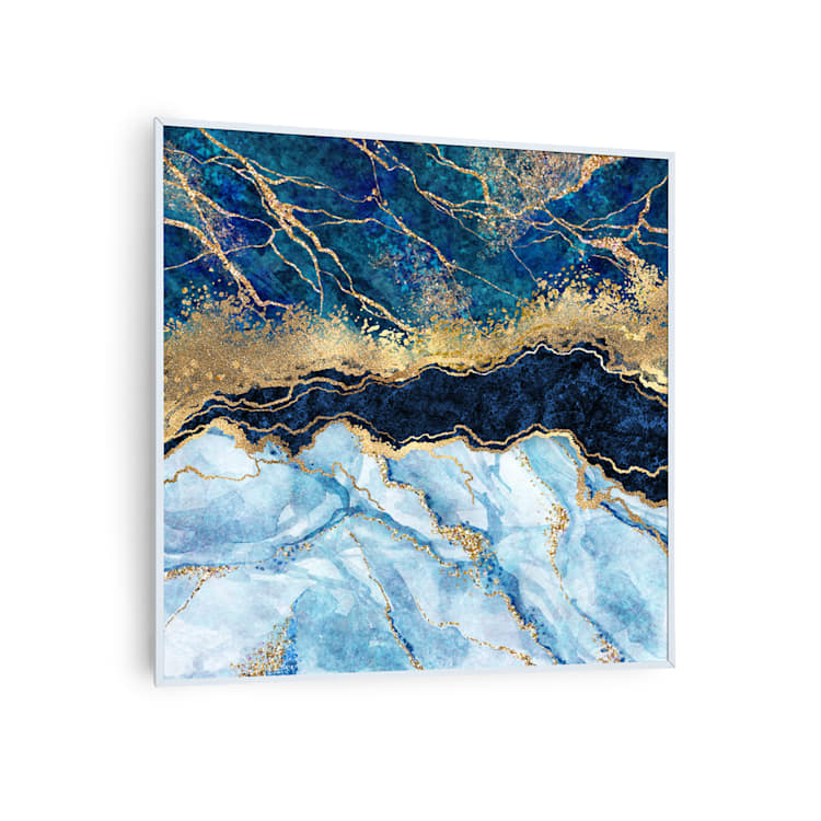 Wonderwall Air Art Smart Infrarotheizung Blauer Marmor 60x60cm 350W weißer Rahmen 60 x 60 cm | Blauer Marmor, weißer Rahmen