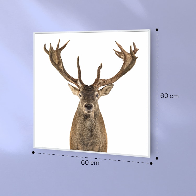 Wonderwall Air Art Smart Infrarotheizung Hirsch 60x60cm 350W weißer Rahmen 60 x 60 cm | Hirsch, weißer Rahmen