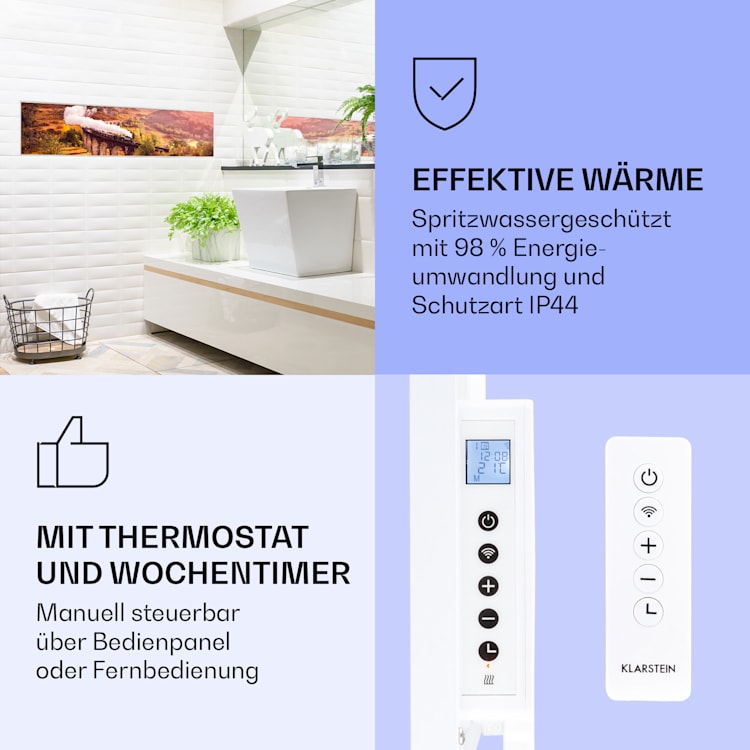 Wonderwall Air Art Smart Infrarotheizung Zug 120x30cm 350W 120 x 30 cm | Zug, weißer Rahmen