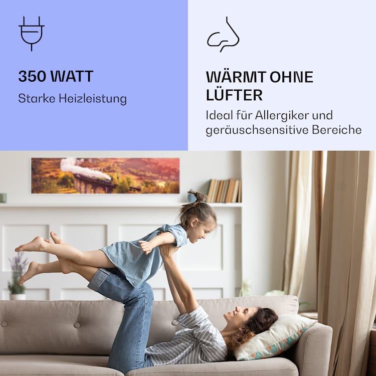 Wonderwall Air Art Smart Infrarotheizung Zug 120x30cm 350W 120 x 30 cm | Zug, weißer Rahmen
