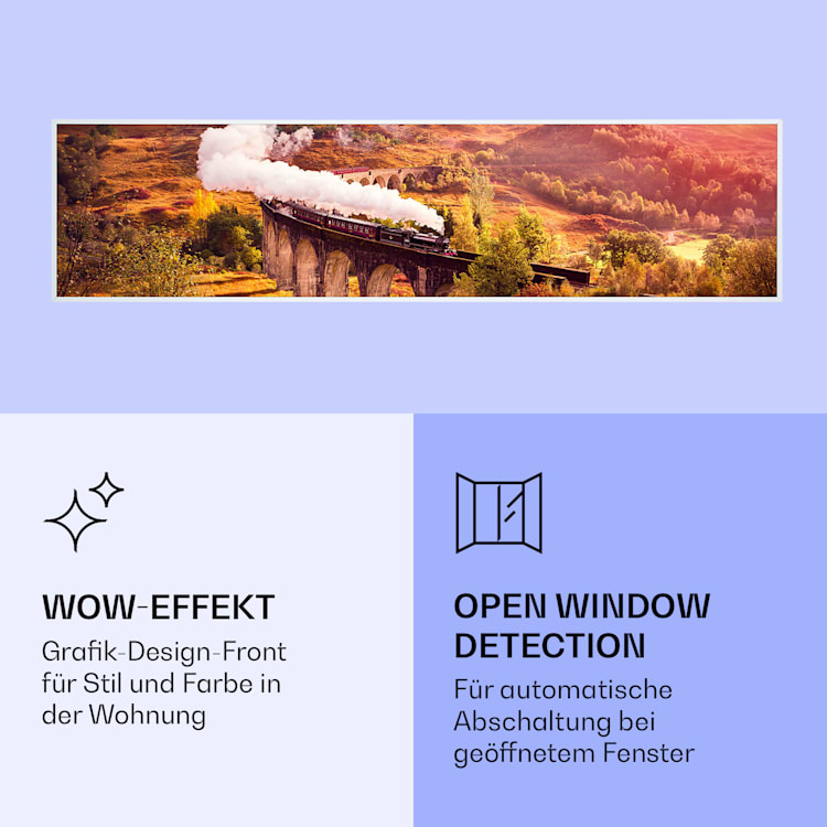 Wonderwall Air Art Smart Infrarotheizung Zug 120x30cm 350W 120 x 30 cm | Zug, weißer Rahmen