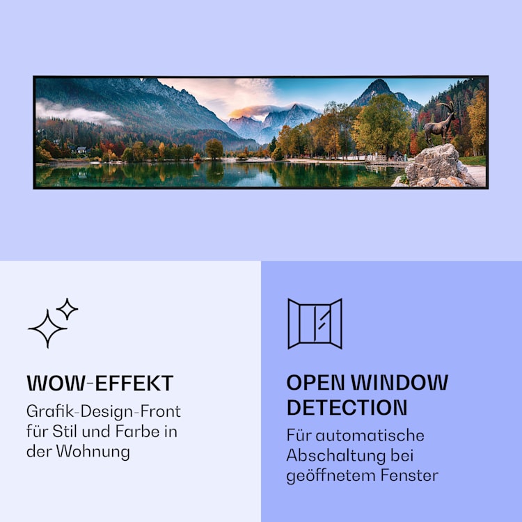 Wonderwall Air Art Smart Infrarotheizung See 120x30cm 350W 120 x 30 cm | See, schwarzer Rahmen