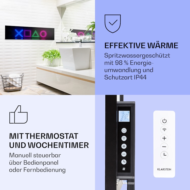 Wonderwall Air Art Smart Infrarotheizung Spiel 120x30cm 350W 120 x 30 cm | Spiel, schwarzer Rahmen