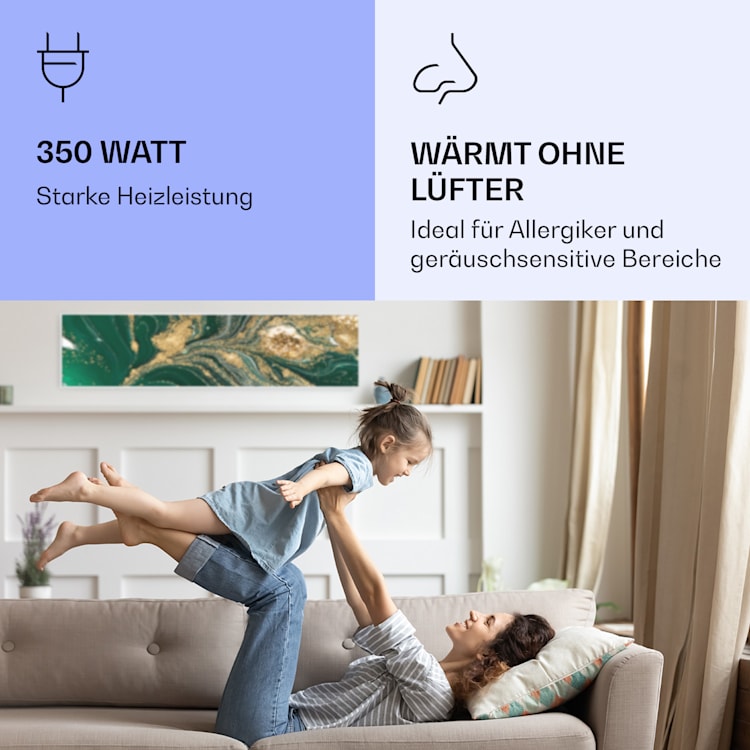 Wonderwall Air Art Smart Infrarotheizung Wirbel 120x30cm 350W 120 x 30 cm | Wirbel, weißer Rahmen