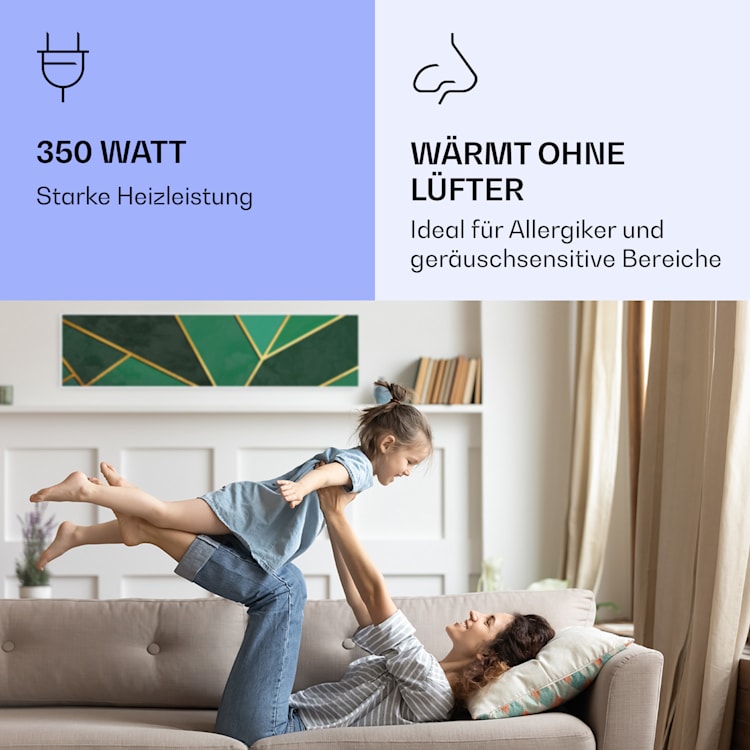 Wonderwall Air Art Smart Infrarotheizung Grüne Linie 120x30cm 350W 120 x 30 cm
