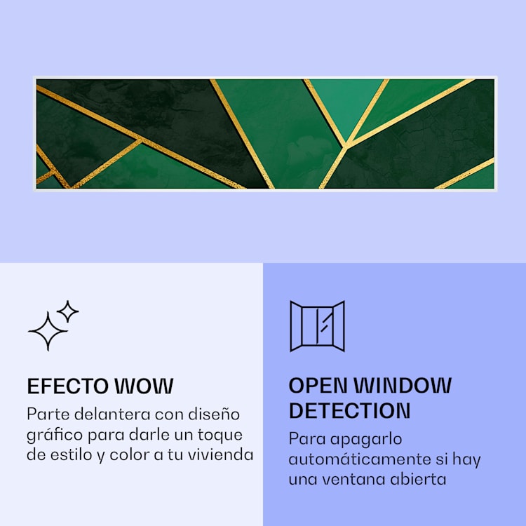 Wonderwall Air Art Calefactor infrarrojo inteligente de línea verde 120 x 30 cm 350 W 120 x 30 cm | Línea verde, marco blanco