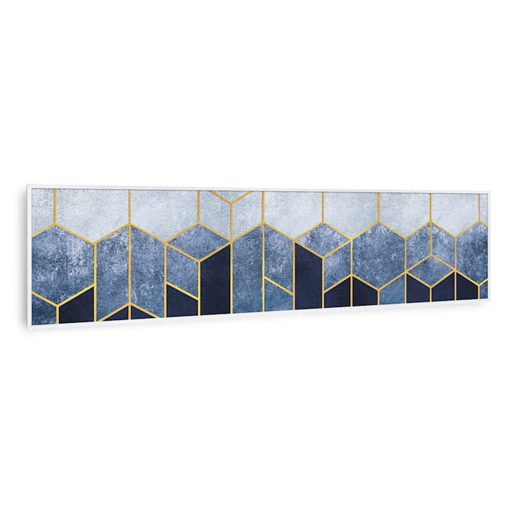 Wonderwall Air Art Smart Infrarotheizung Blaue Linie 120x30cm 350W 120 x 30 cm | Blaue Linie, weißer Rahmen
