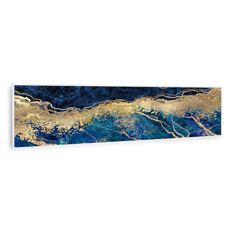 Wonderwall Air Art Smart Infrarotheizung Blauer Marmor 120x30cm 350W 120 x 30 cm | Blauer Marmor, weißer Rahmen