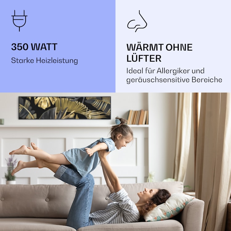 Wonderwall Air Art Smart Infrarotheizung Schwarze Blume 120x30cm 350W 120 x 30 cm | Schwarze Blume, schwarzer Rahmen