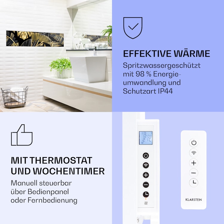 Wonderwall Air Art Smart Infrarotheizung Schwarze Blume 120x30cm 350W 120 x 30 cm | Schwarze Blume, weißer Rahmen