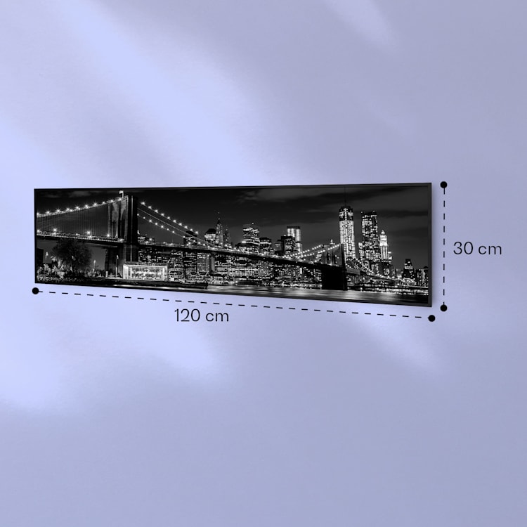 Wonderwall Air Art Smart Infrarotheizung Brücke 120x30cm 350W 120 x 30 cm | Brücke, schwarzer Rahmen