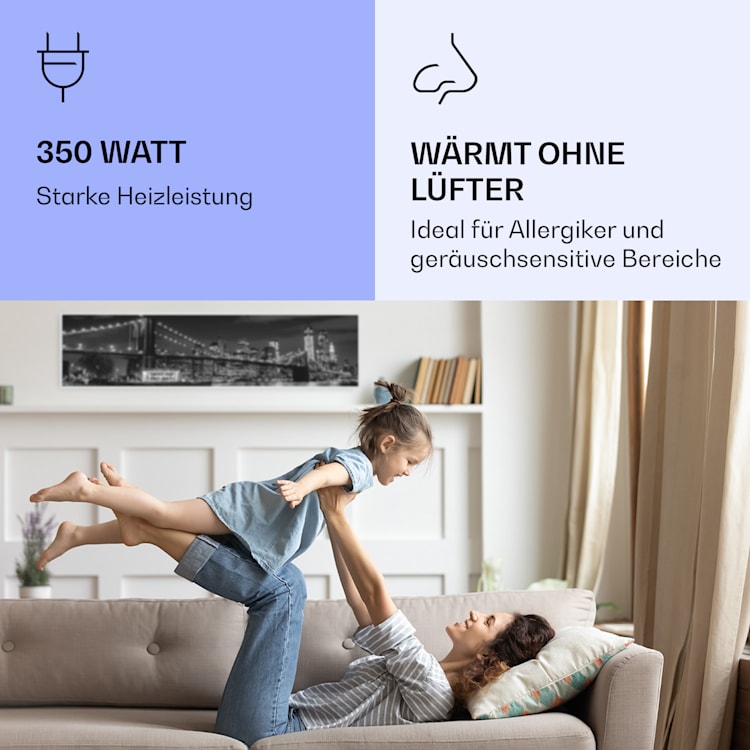 Wonderwall Air Art Smart Infrarotheizung Brücke 120x30cm 350W 120 x 30 cm | Brücke, weißer Rahmen