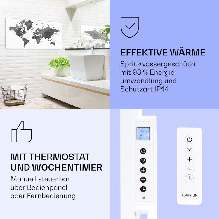 Wonderwall Air Art Smart Infrarotheizung Schwarze Karte 120x60cm 700W 120 x 60 cm | Schwarze Karte, weißer Rahmen