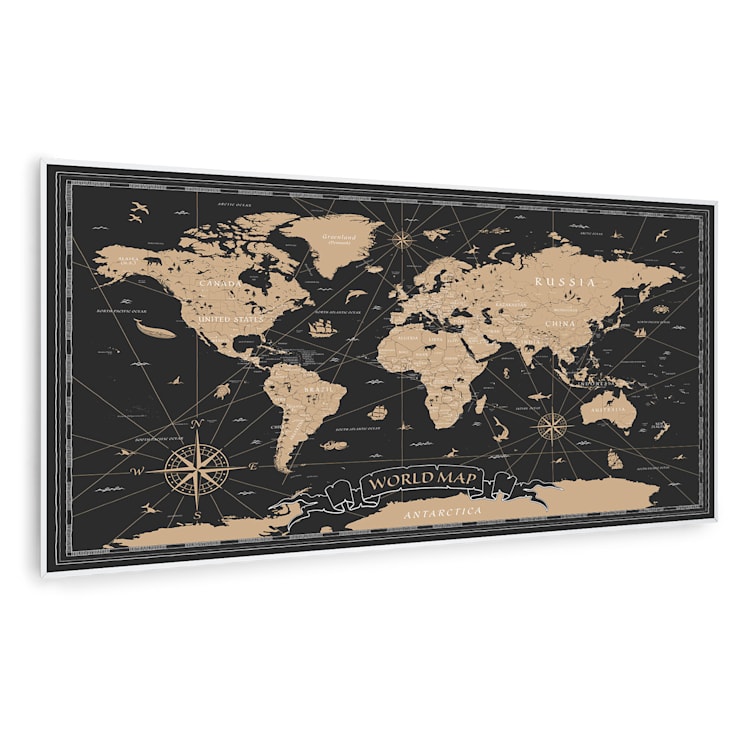 Wonderwall Air Art Smart Infrarotheizung Nachtkarte 120x60cm 700W 120 x 60 cm | Nachtkarte, weißer Rahmen