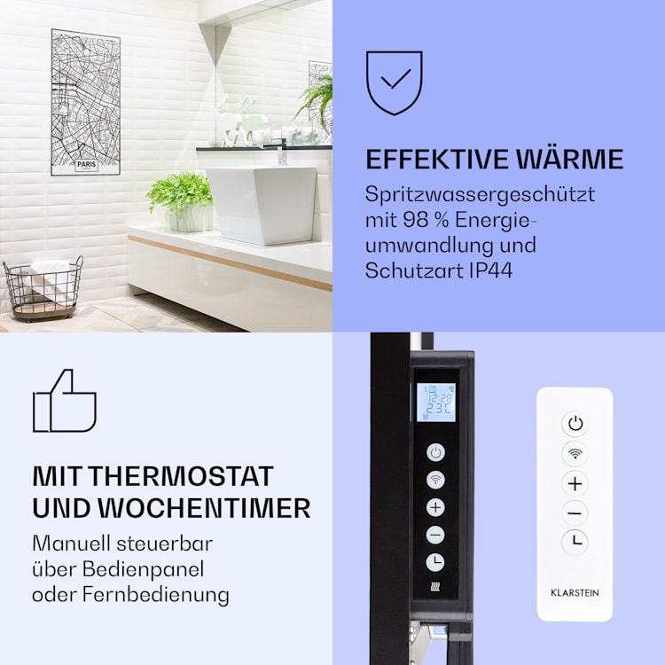 Wonderwall Air Art Smart Infrarotheizung Stadtplan Paris 60x120cm 700W 60 x 120 cm | Stadtplan Paris, schwarzer Rahmen