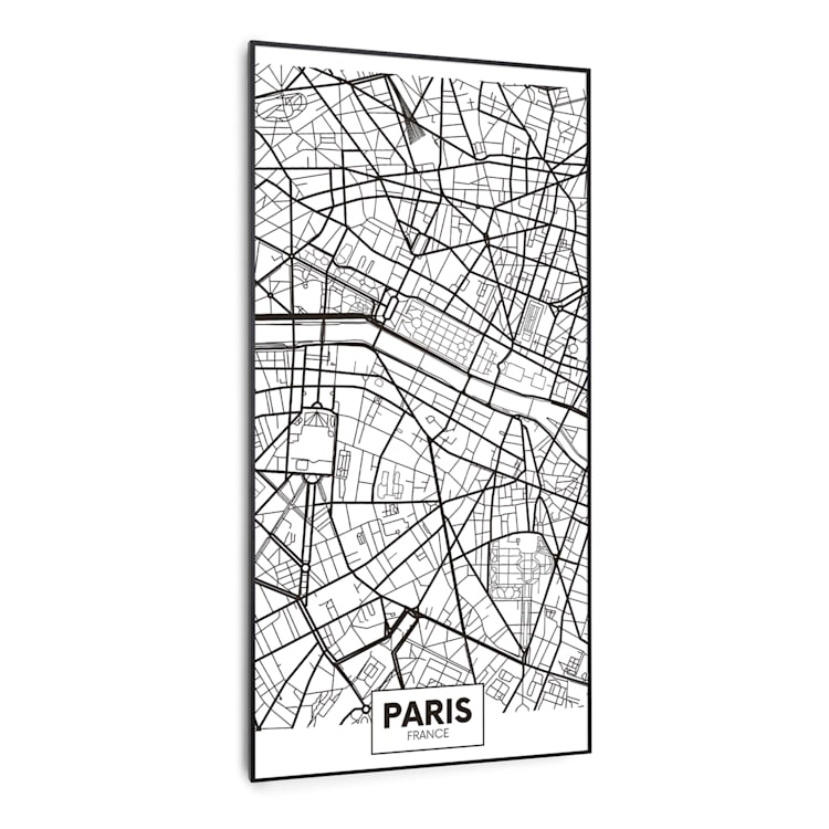 Wonderwall Air Art Smart Infrarotheizung Stadtplan Paris 60x120cm 700W 60 x 120 cm | Stadtplan Paris, schwarzer Rahmen