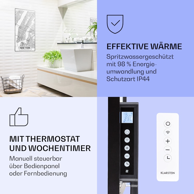 Wonderwall Air Art Smart Infrarotheizung Stadtplan New York 60x120cm 700W 60 x 120 cm | Stadtplan New York, schwarzer Rahmen