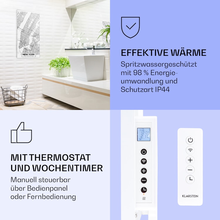 Wonderwall Air Art Smart Infrarotheizung Stadtplan New York 60x120cm 700W 60 x 120 cm | Stadtplan New York, weißer Rahmen