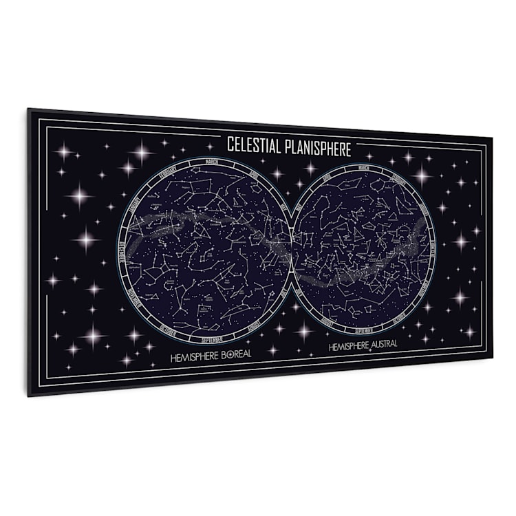 Wonderwall Air Art Smart Infrarotheizung Himmelskarte 120x60cm 700W 120 x 60 cm | Himmelskarte, schwarzer Rahmen
