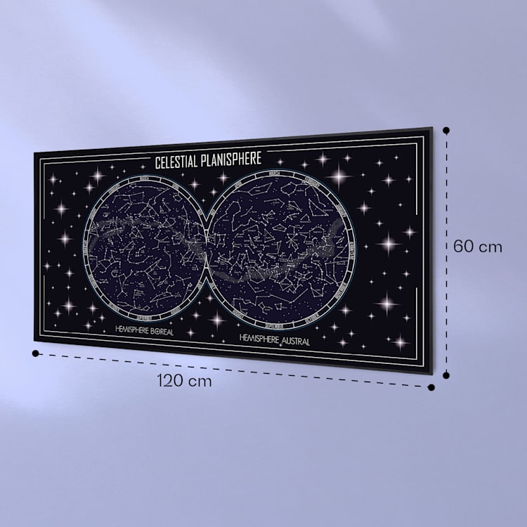 Wonderwall Air Art Smart Infrarotheizung Himmelskarte 120x60cm 700W 120 x 60 cm | Himmelskarte, schwarzer Rahmen