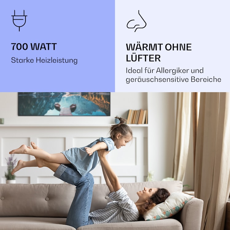 Wonderwall Air Art Smart Infrarotheizung See Horizontal 120x60cm 700W 120 x 60 cm | See Horizontal, schwarzer Rahmen