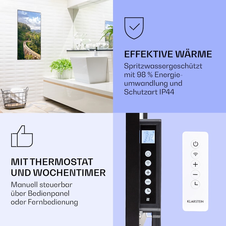Wonderwall Air Art Smart Infrarotheizung Zug 60x120cm 700W 60 x 120 cm | Zug, schwarzer Rahmen