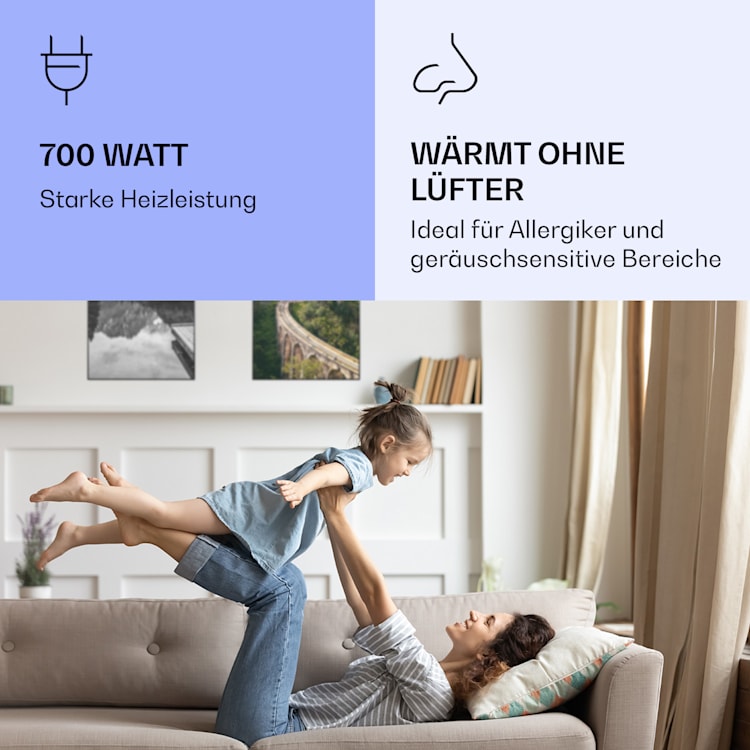 Wonderwall Air Art Smart Infrarotheizung Zug 60x120cm 700W 60 x 120 cm | Zug, schwarzer Rahmen