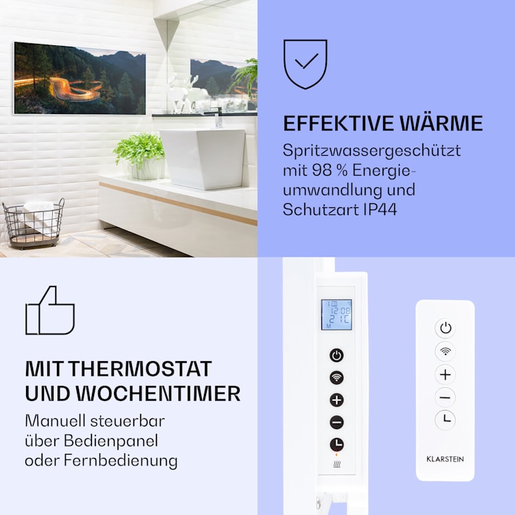 Wonderwall Air Art Smart Infrarotheizung Bergstraße 120x60cm 700W 120 x 60 cm | Bergstraße, weißer Rahmen