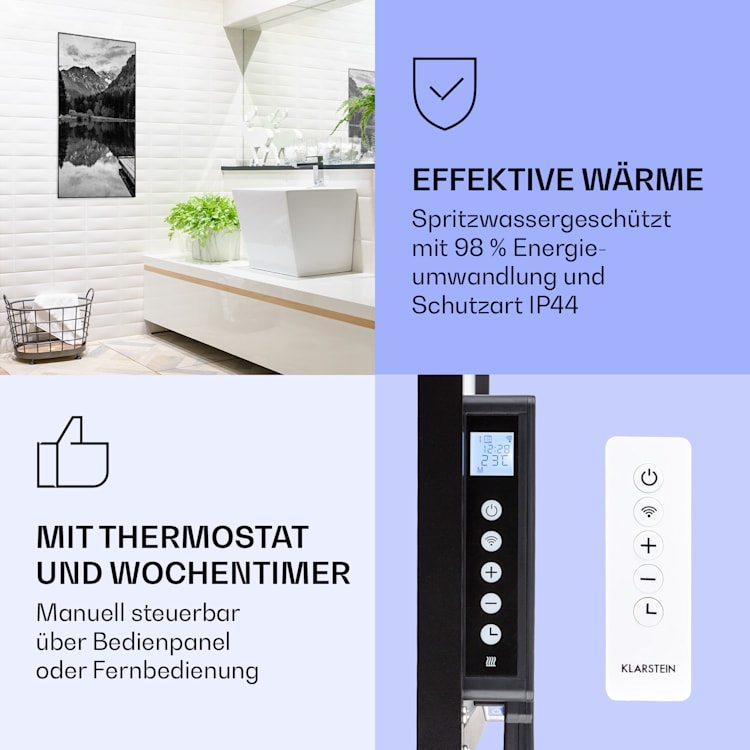 Wonderwall Air Art Smart Infrarotheizung See schwarz-weiß 60x120cm 700W 60 x 120 cm | See schwarz-weiß, schwarzer Rahmen