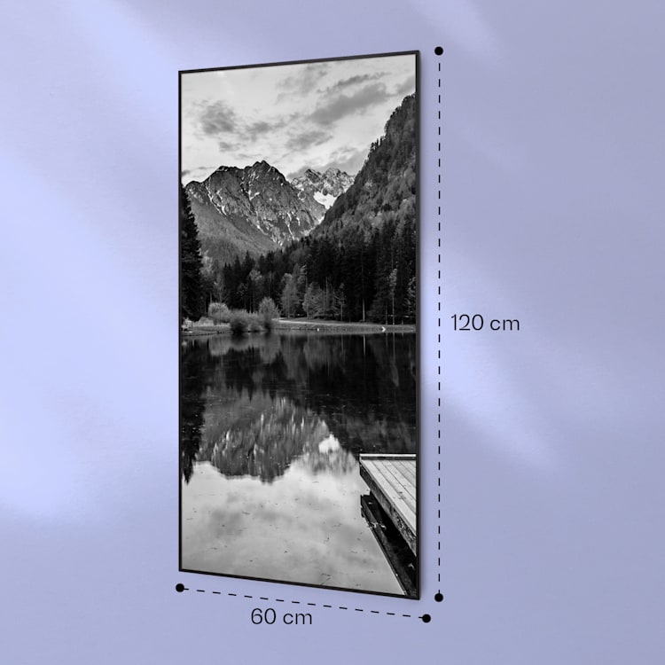 Wonderwall Air Art Smart Infrarotheizung See schwarz-weiß 60x120cm 700W 60 x 120 cm | See schwarz-weiß, schwarzer Rahmen