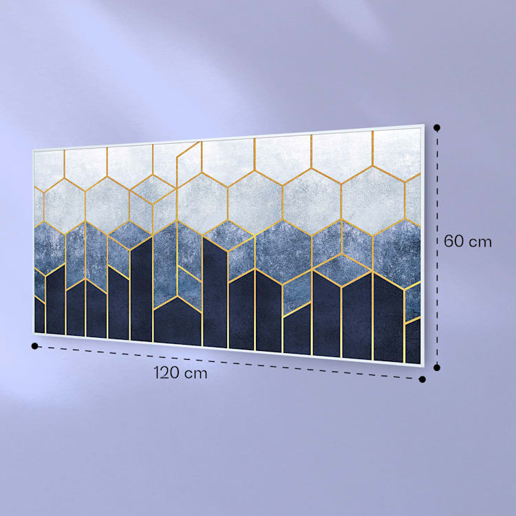 Wonderwall Air Art Smart Infrarotheizung Blaue Linie 120x60cm 700W 120 x 60 cm | Blaue Linie, weißer Rahmen