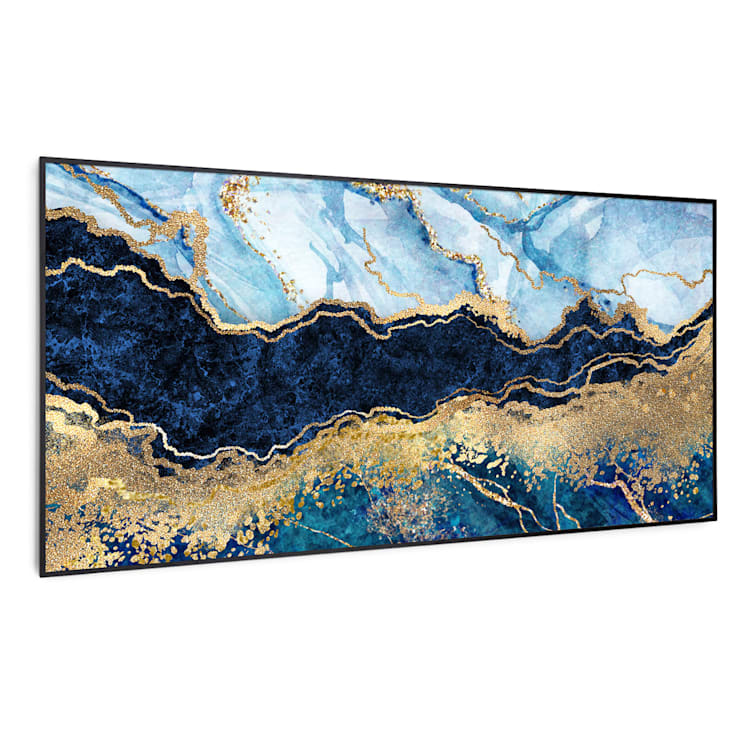 Wonderwall Air Art Smart Infrarotheizung Blauer Marmor 120x60cm 700W 120 x 60 cm | Blauer Marmor, schwarzer Rahmen