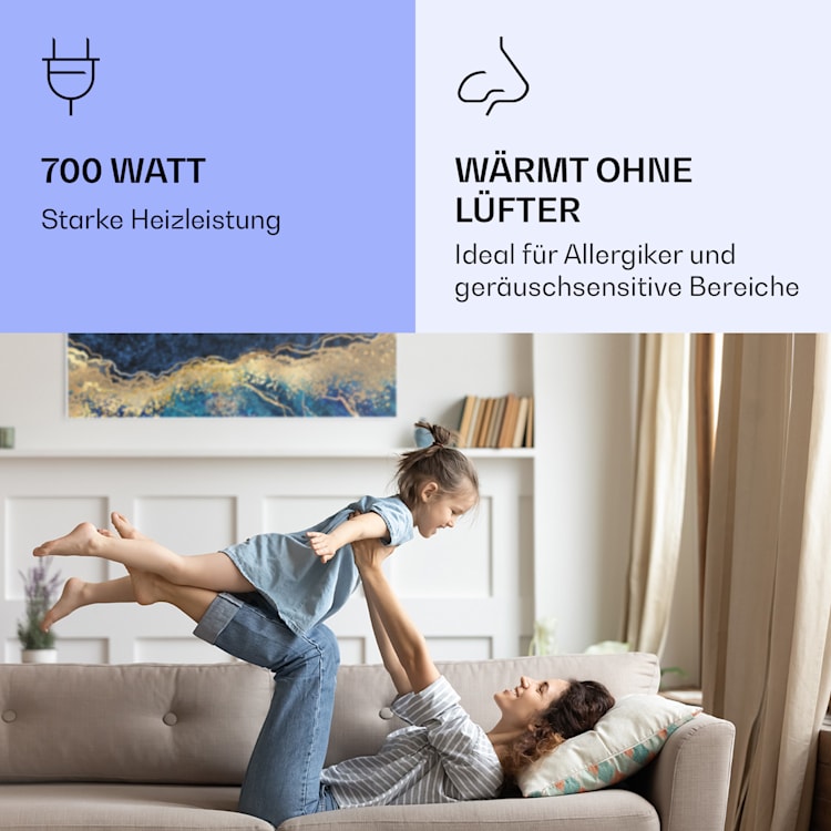Wonderwall Air Art Smart Infrarotheizung Blauer Marmor 120x60cm 700W 120 x 60 cm | Blauer Marmor, weißer Rahmen